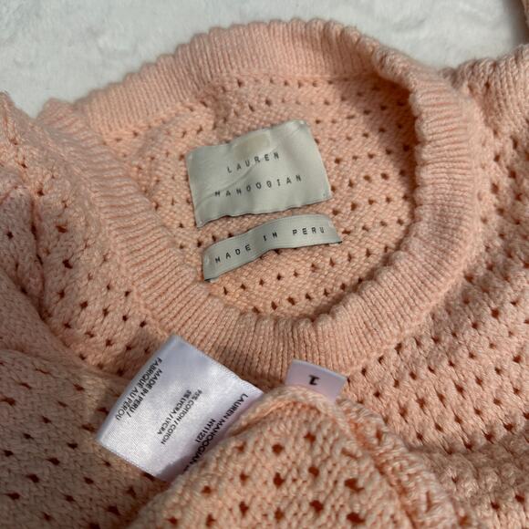 Lauren Manoogian Crocheted Cotton-Blend Midi Dress Petal Peach Pink Size 1 Small - Picture 16 of 16